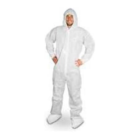 Keystone Safety HD Polypropylene Coverall/Bunny Suit, Attached Hood & Boots, Zipper Front, White, 3XL, 25/CS CVL-NW-HD-WHITE-B-3XL